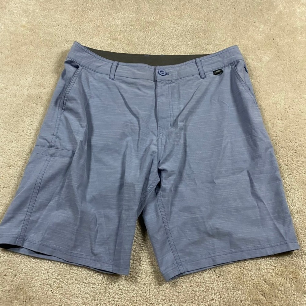 AFTCO Shorts Mens 34 Hybrid Fishing Blue Heathered Stretch Outdoor